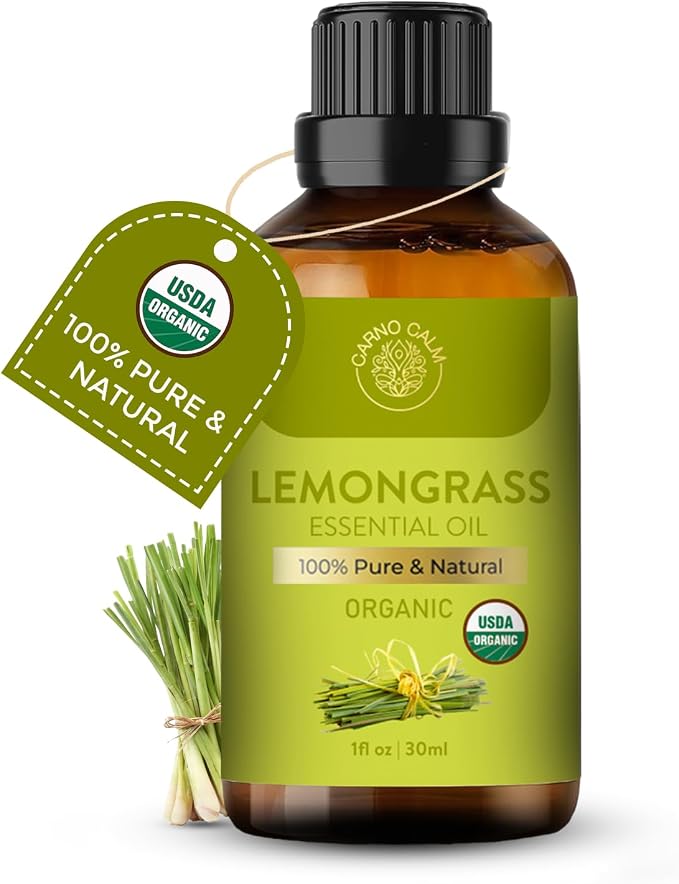 Lemongrass Essential Oil | USDA Certified Organic Lemongrass Oil| for Hair and Skin | Aromatherapy and Diffuser | Ideal for Both Men and Women | 30ml
