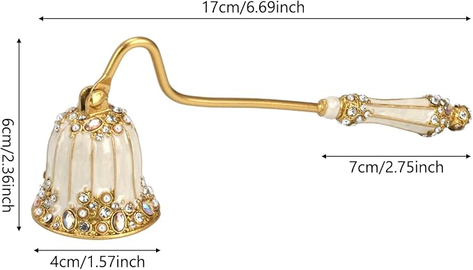 Vintage Candle Snuffer Decorative Royal-Style Candle Flame Extinguisher Tool to Put Out Candle Flame Safely and Stylishly, 7.2 x 2.75 x 1.55 Inches (Pearl White)