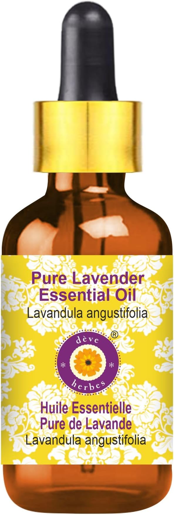 dève herbes Lavender Essential Oil (Lavandula angustifolia) with Glass Dropper | Pure | Non-Sticky | Non-Greasy | Lightweight | Men & Women | All Skin Types | Steam Distilled 30ml (1 oz)