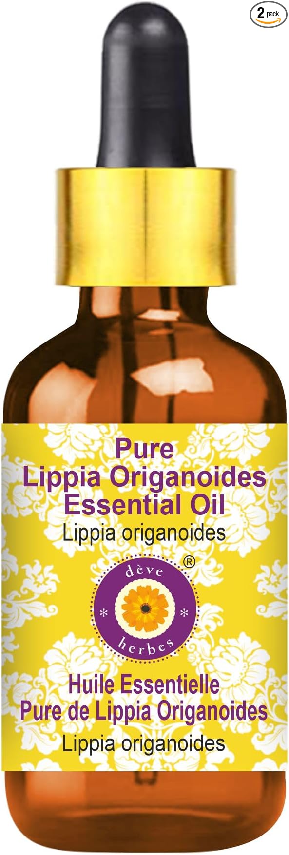 Deve Herbes Pure Lippia Origanoides Essential Oil (Lippia origanoides) with Glass Dropper Steam Distilled 50ml (1.69 oz)