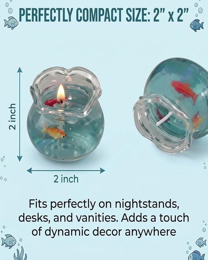 Mini Bubble Fish Tank Candle Aesthetic Decor Cute Decorative Candles for Home Trendy Cozy Room Floating Freesia Scent Bedroom Velas Gifts Recuerdos Bougie Girl Wishes Box Party Favors(2PCS)