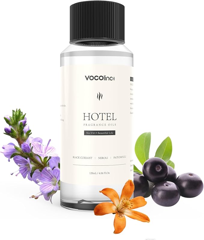 VOCOlinc Hotel Collection Diffuser Oil -Beautiful Life- Inspired by Luxury Five Star Hotel Lobby Scent Oil for Waterless Oil Diffusers, Luxurious Scents of Black Currant, Neroli,and Patchouli(4.06 OZ)