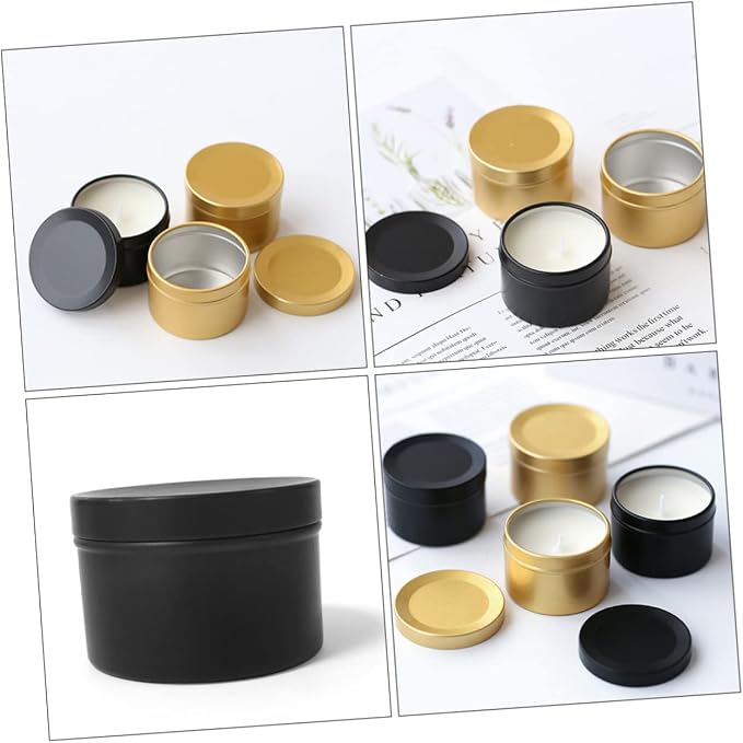 CORHAD 4pcs Aluminum Candle Jars for Candle Making Black Scented Containers Practical Storage for Solid and Liquid for Home Decor and Parties