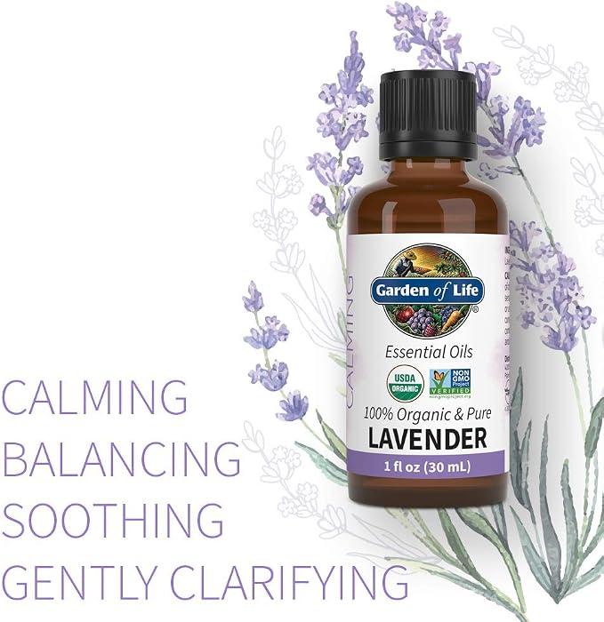 Garden of Life Lavender Essential Oil – 100% Pure Essential Oil for Diffuser, Aromatherapy, Meditation, Relaxing and Soothing, USDA Organic, Non-GMO, 1 fl oz