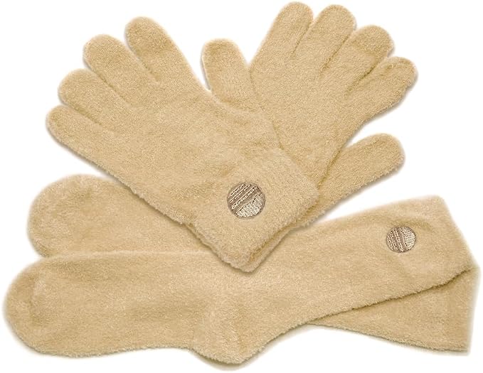 Purple Canyon Moisturizing Socks and Gloves Set | Tan Fuzzy Socks and Gloves with Aloe and Vitamin E for Women | Women's Gifts for Self-Care
