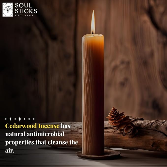 SOUL STICKS 4" Scented Ritual Candles Chime Taper Premium Candles 20 pcs for Rituals, Ceremonies, Meditation, Altar and Spells (Brown/Cedarwood)