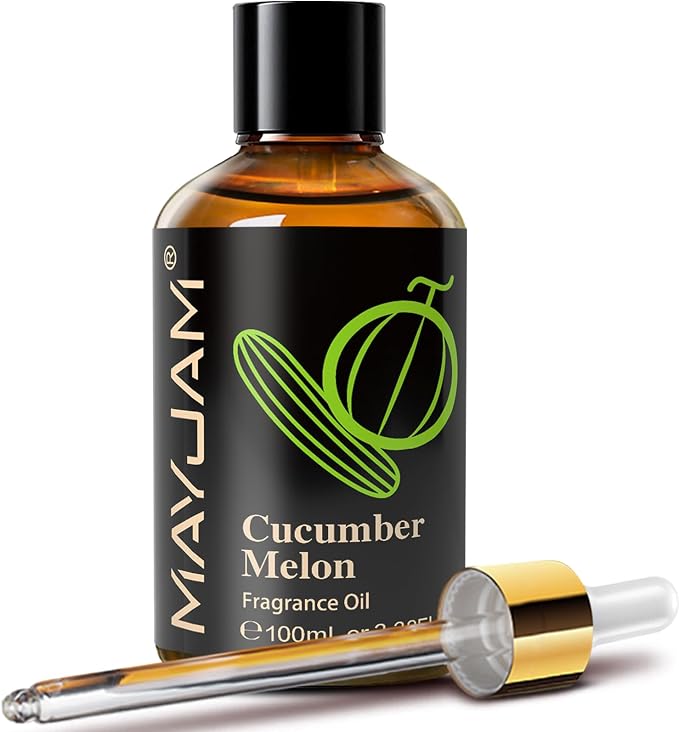 MAYJAM 100ML/3.38FL.OZ Cucumber Melon Fragrance Oils with Glass Dropper, Essential Oils for Diffusers for Home, Long Lasting Scented Oils for Diffusers Soap Candle Making