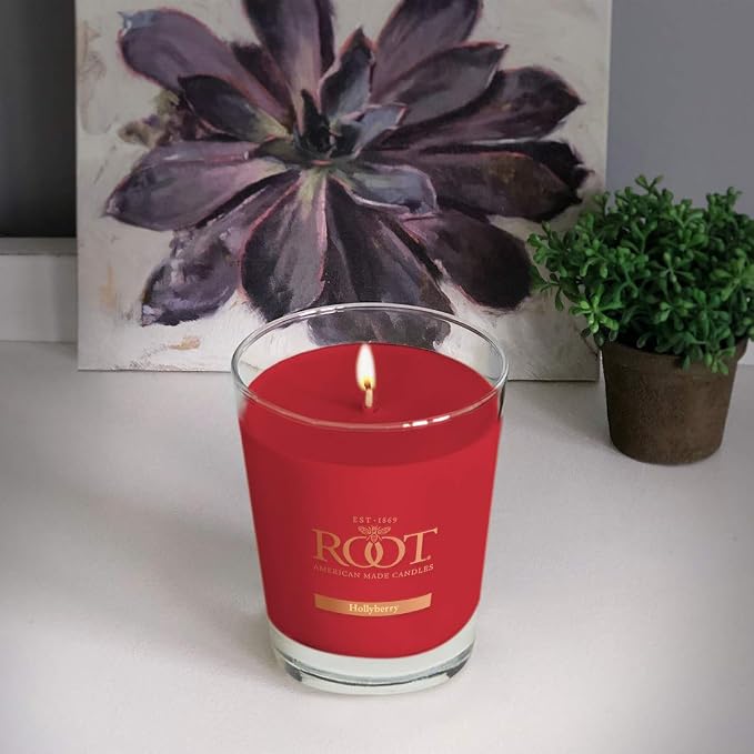 Root Candles Holiday Scented Candles Honeycomb Veriglass Premium Handcrafted Beeswax Blend Candle, Large, Hollyberry
