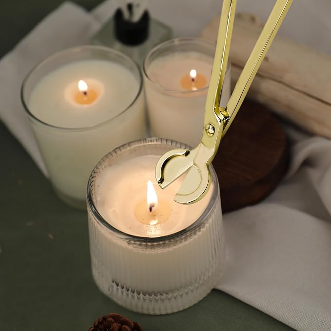 Candle Wick Trimmer, Stainless Steel Wick Clipper Cutter Scissor, Antique Candle Accessory Gift for Candles Lovers (Gold)