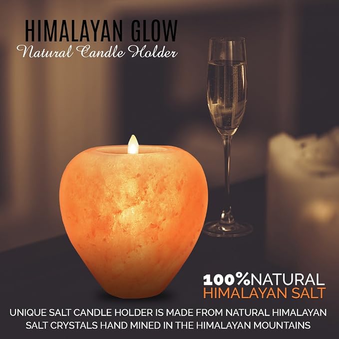 Himalayan Glow Apple Style Natural Pink Salt Tealight Candle Holder,100% Pure Crystal Salt Candle Lamp | Night Light & Decorative Light, Choice