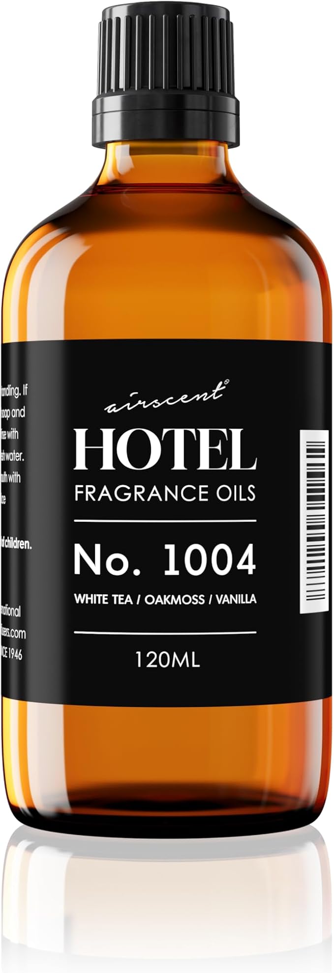 AirScent Hotel Diffuser Oil No. 1004 - White Tea Oakmoss Vanilla - 120 mL | Premium Hotel Fragrance Oil for Ultrasonic and Waterless Diffusers and Crafting - Glass Dropper Bottle