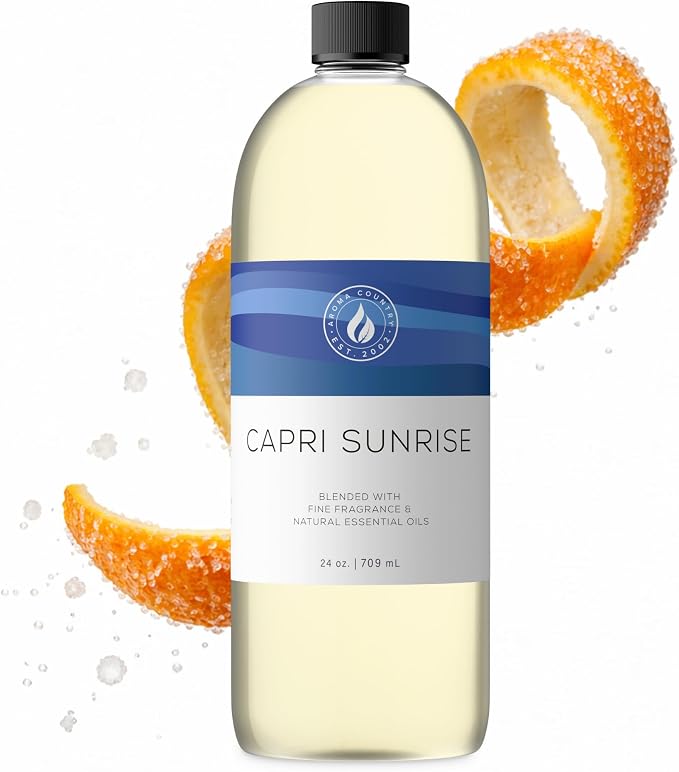 Aroma Country Capri Sunrise Diffuser Oil - Volcano Inspired- Luxury Essential Oils for Diffuser Refill & Air Freshener Room Spray, Long-Lasting, Natural Home Fragrance for Scent Machines (24 Fl oz)