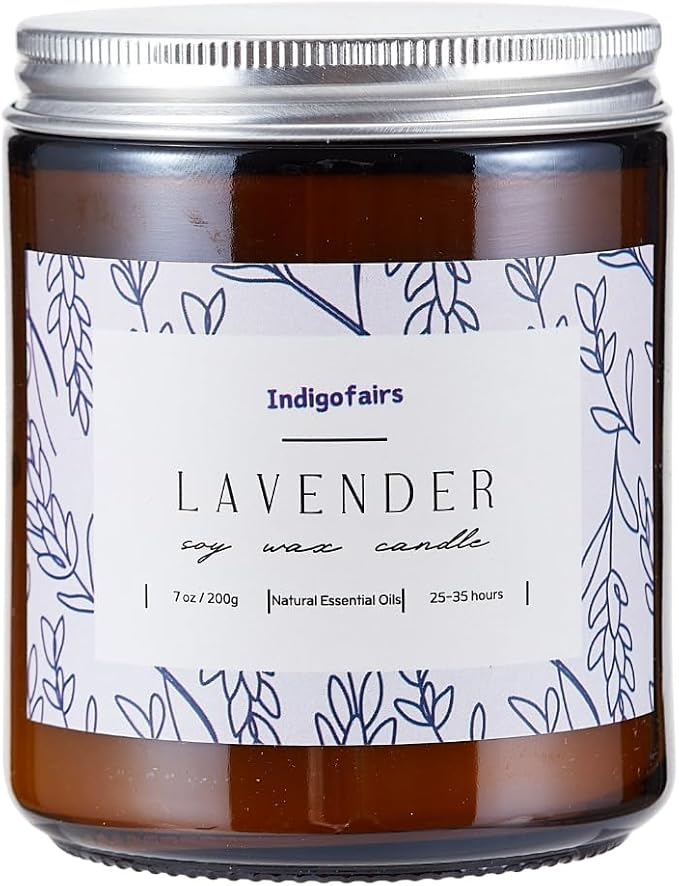 Lavender Scented Candle - 7oz Soy Wax Aromatherapy Candle for Stress Relief & Relaxation – 40 Hours Long Lasting, Natural Essential Oils, Gift for Women & Home Decor