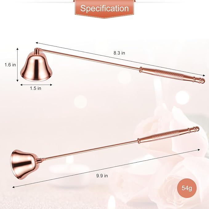 Candle Extinguisher with Long Handle, Metal Wick Snuffer Candle Snuffer Accessory with Long Handle for Scented Candle, Aromatherapy Candles for Putting Out Candles Flame (Rose Gold)