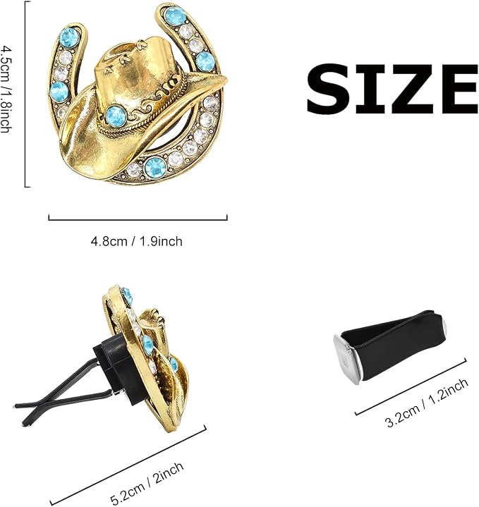 ORIESSE Cowboy Cowgirl Car Air Freshener Vent Clip,Bling Western Car Decor,1pc Women Men Vehicles Trucks Dashboard Decoration Accessories,Refillable Alloy Cowboy Hat Charm Diffuser