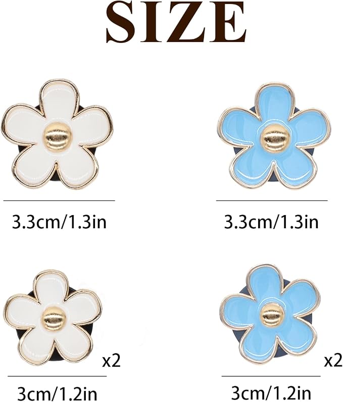 ORIESSE 6pcs Flowers Car Air Freshener Vent Clips Blue White Daisy Flowers Air Vent Clip Car Accessories for Women 3.3cm/3cm Refillable Daisy Decor Diffuser