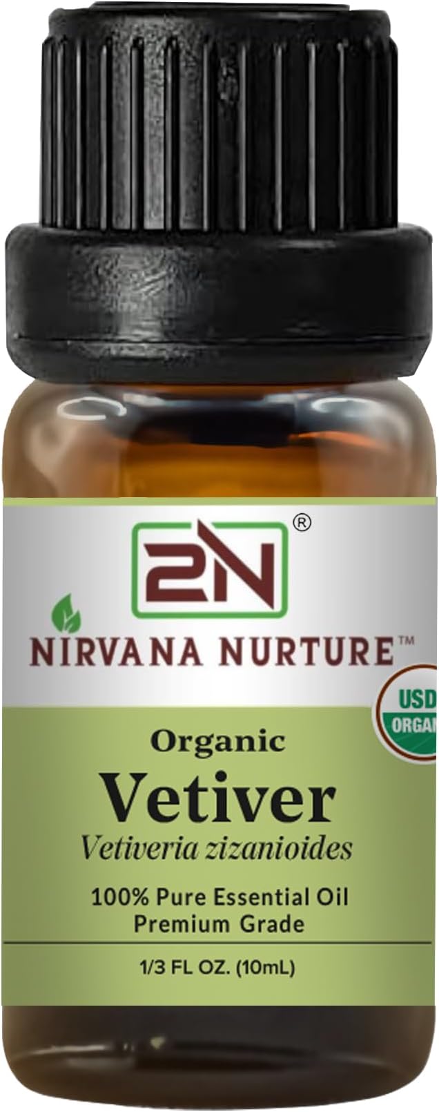 Vetiver Essential Oil, USDA Certified Organic, 100% Pure Undiluted, Aromatherapy Oil for Diffuser, Hair & Skin Care