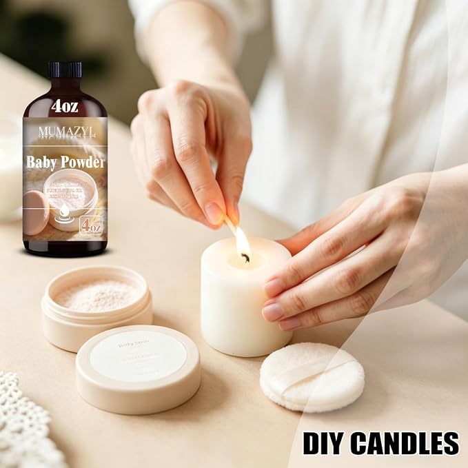 Baby Powder Fragrance Oil, Baby Powder Oil 4 Fl Oz 120ML for Diffuser Humidifier Yoga Cleaning DIY Candle Soap Making MUMAZYL Essential Oils
