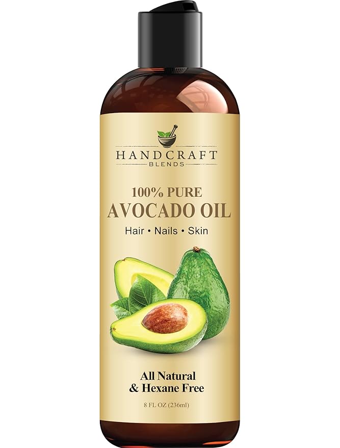 Handcraft Blends Avocado Oil - Cold-Pressed 8 Fl Oz - 100% Pure and Natural - Premium Grade Carrier Oil for Skin and Hair - Hair and Body - Massage - Hexane-Free