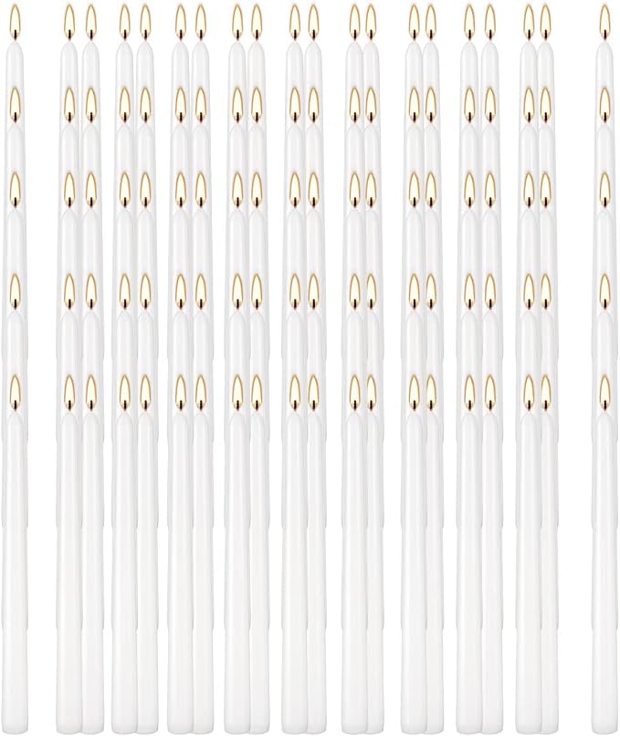 YOROXRG 100Pack White Taper Candles, 7-8 Hours Burn Time, Unscented, Smokeless and Dripless, 0.75 x 10 Inch Dinner Candle Set for Household, Wedding, Party and Home Décor Candlesticks