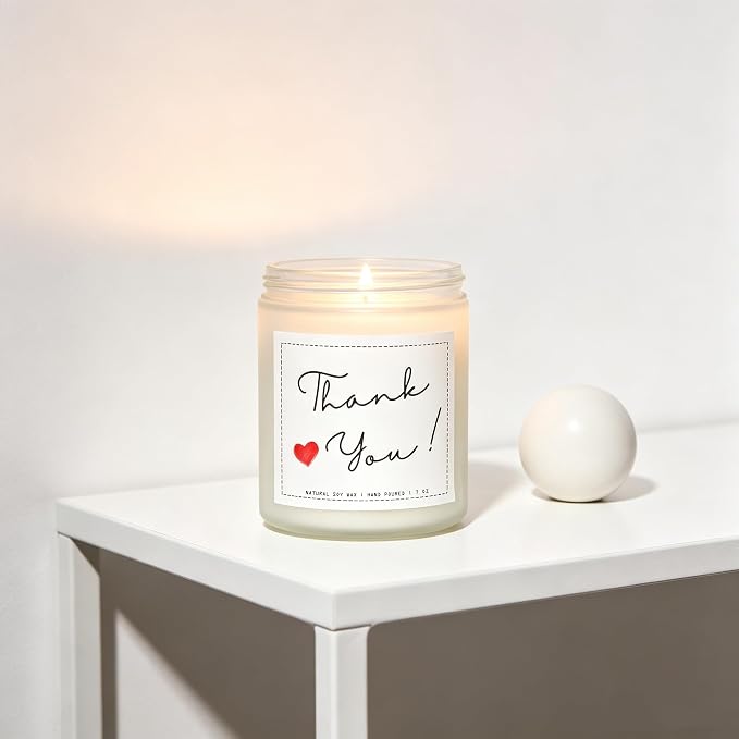 Thank You Scented Candle, Thank You Gifts, Appreciation Gifts for Moms, Dads, Friends, Sisters, Coworkers, Nurses, Principal, Teacher, Boss, Coworkers, Lavender & Eucalyptus, 100% Soy Wax, 7OZ
