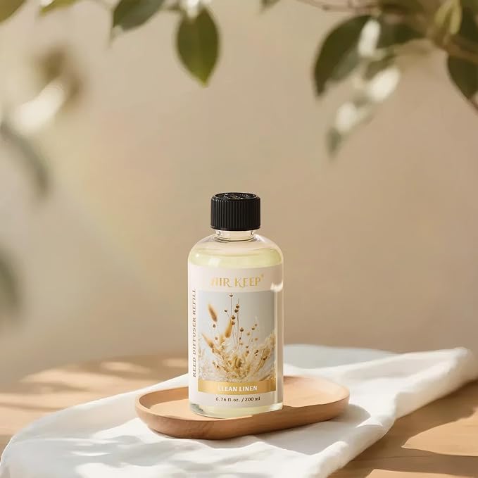 Airkeep Reed Diffuser Oil Refill with Diffuser Sticks, 6.76 Fl Oz(200ml) Clean Linen Scented Oils, Aroma Therapy, Home Fragrance & Air Freshener, Office Décor, Decoration