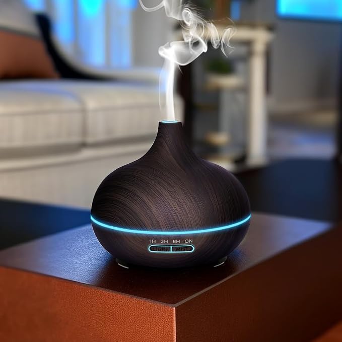 Diffusers for Essential Oils Large Room, 550ml Essential Oil Diffusers with Remote Control, Ultrasonic Oil Diffuser with Timer, 7 Colors Light for Bedroom (Deep)