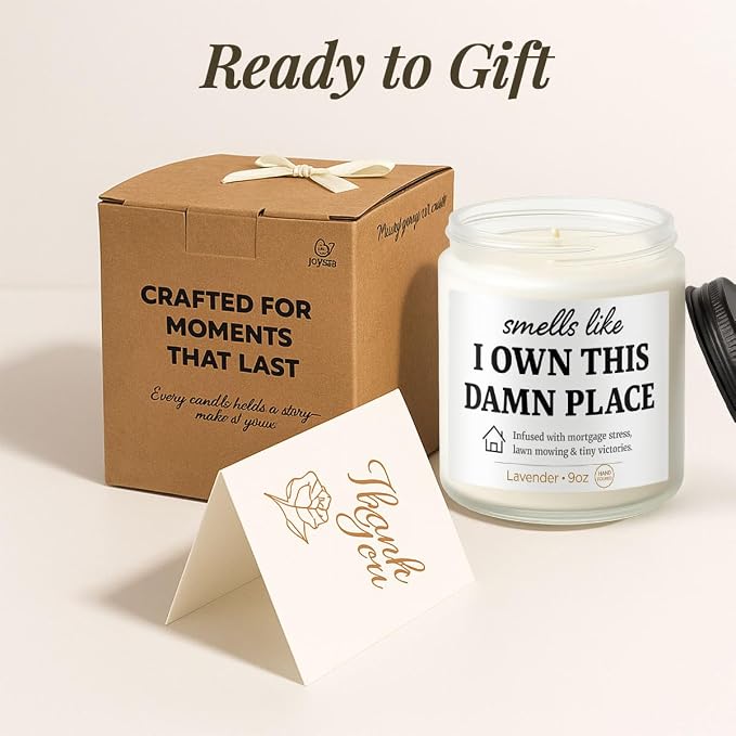 Housewarming Gifts New Home–9oz Lavender Candle, Cozy Aromatherapy Decor, Gift for Friends, Family & New Homeowners, House Essentials for New Home, New House Essentials by Joyqua, Own