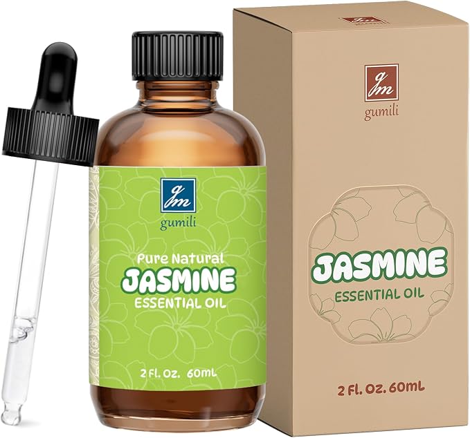 GM Gumili Jasmine Essential Oil 2 Oz, 100% Pure Jasmine Oil for Diffuser, Skin, Hair, Body & Face, Perfume, Floral Scent for Relaxation, Aromatherapy & Massage