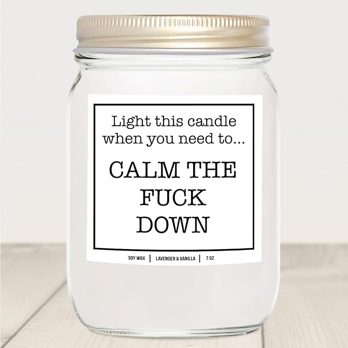 You Nique Designs Stress Relief Candle, 7 Ounces, Relaxing, Calming, Stress Candle, Stress Relief Gifts for Women, All Natural Soy Vegan Aromatherapy Candles (Lavender & Vanilla)