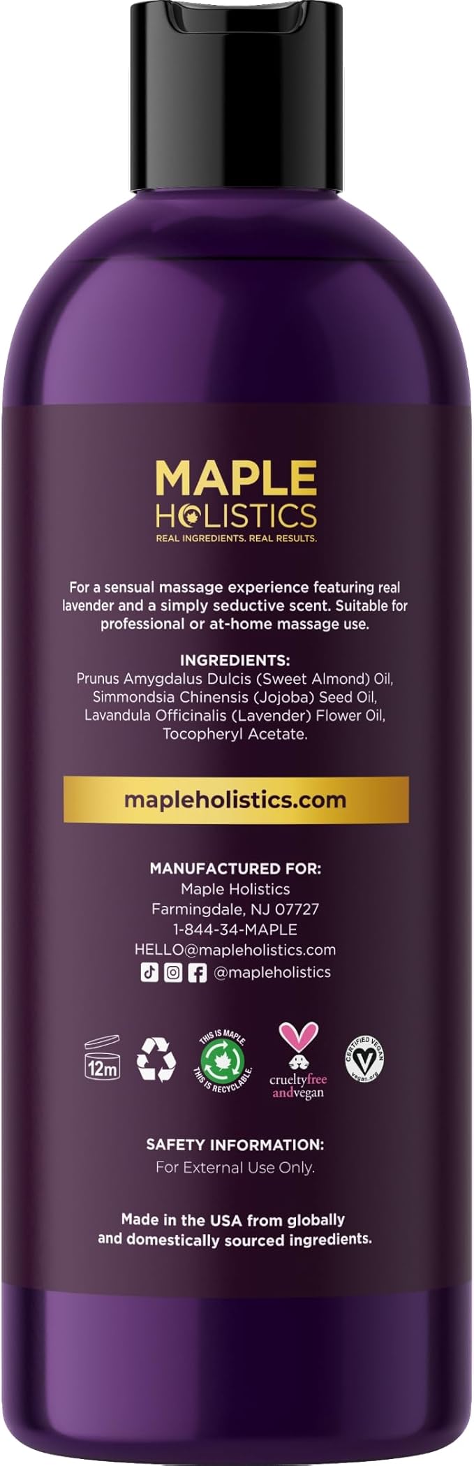 Aromatherapy Sensual Massage Oil for Couples - Relaxing Lavender Massaging Oil for Massage Therapy with Vitamin E Jojoba & Sweet Almond - Naturally Scented Vegan Non GMO & Gluten Free (8 Fl Oz)