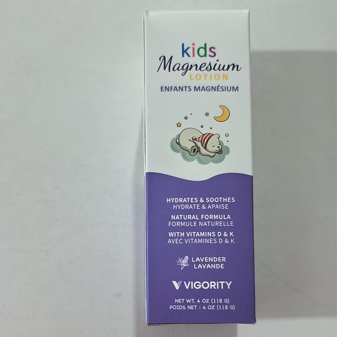 Magnesium Lotion for Kids & Babies Sleep - Bedtime Calming Body Cream with Natural Ingredients, Lavender Oil, Shea Butter & Multi Vitamins - Topical Magnesium Soothing Relief, Promotes Relaxation