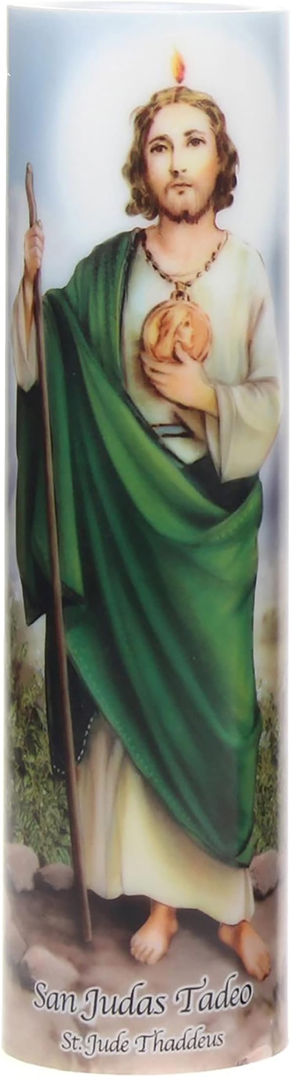 Stonebriar St. Jude Flameless LED Devotional Prayer Candle with Automatic Timer