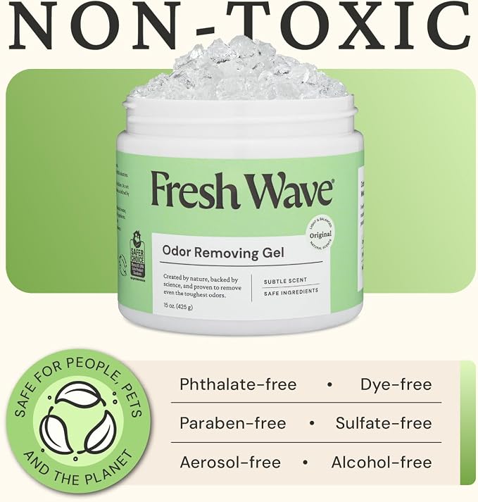 Fresh Wave Odor Removing Gel, 15 oz. - Odor Absorbers for Home, Safer Odor Relief, Natural Plant-Based Odor Eliminator, Every 15 oz. lasts 30-60 Days, For Cooking, Trash & Pets