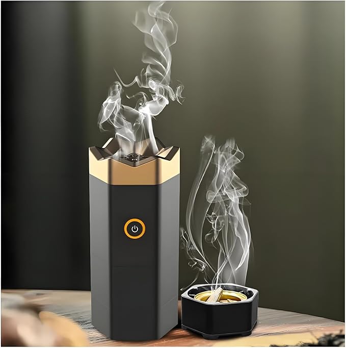 Luxury Electric Bakhoor Burner 2025 Portable USB Type-C Rechargeable Mini Incense Diffuser Arabic bakhoor Muslim Incense Holder for Car and Home,D Black