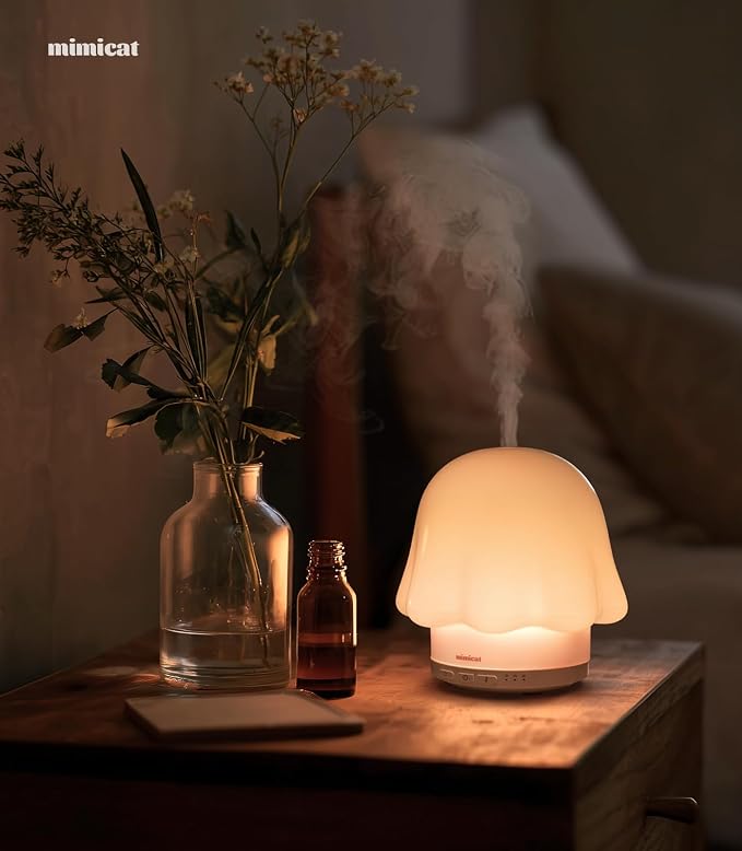 Essential Oil Diffuser for Home Glass: mimicat Timer 120ml Ultrasonic Cool Mist Aromatherapy Diffusers for Bedroom Office with Soft Night Light Pink