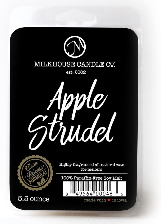Milkhouse Candle Company Apple Strudel Soy Wax Melts - Cinnamon | Apple | Vanilla Scented - 5.5 oz, Hand-Poured, Premium Fragrance Oil, Made in the USA