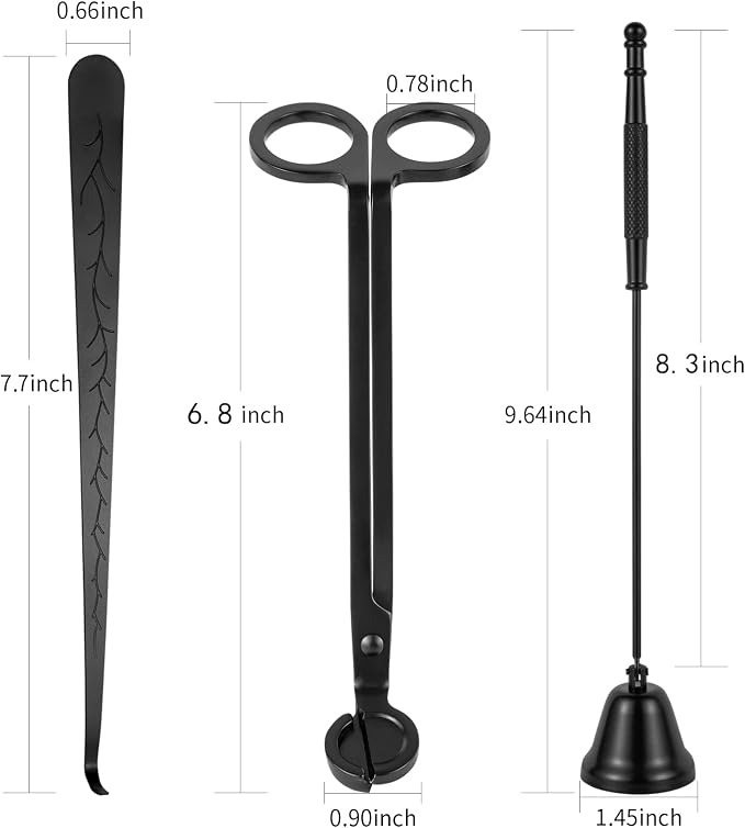 calary Candle Wick Trimmer, Candle Snuffer and Wick Dipper & Candle Accessory Set, 3 in 1 Candle Care Kit for Candle Lover (Black)