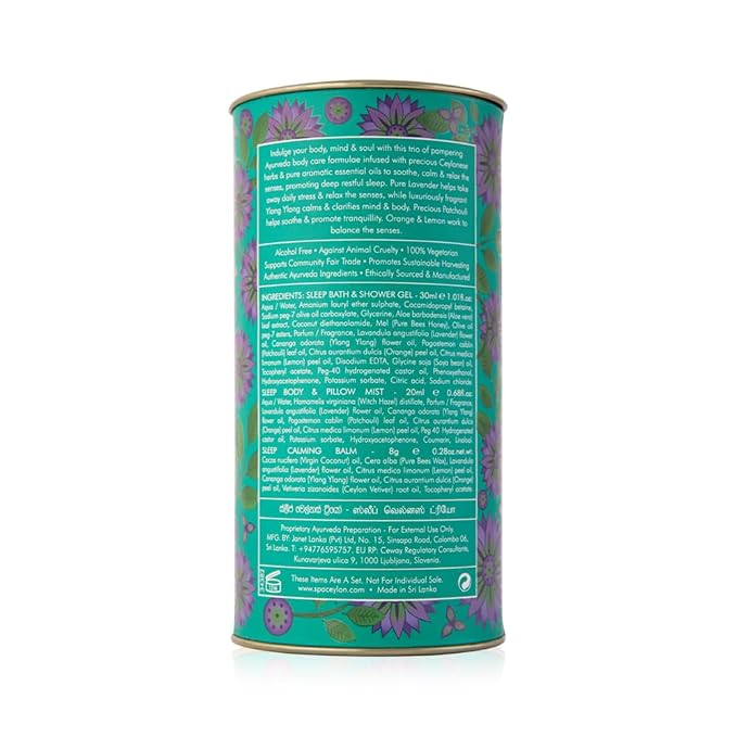 SPA CEYLON Sleep Wellness Trio Set, Restful Spa Essentials for Nourished Skin, Natural Ingredients, Ayurvedic, (Lavender)