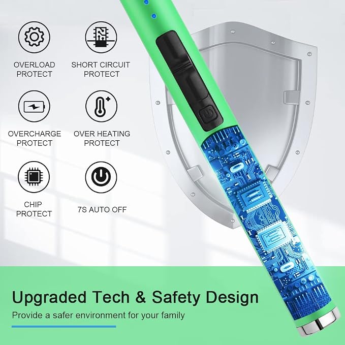 SUPRUS Fluorescent Lighter Glows in The Dark USB Lighter Rechargeable Windproof Pocket Size for Candle Cooking BBQ in Party (Green)