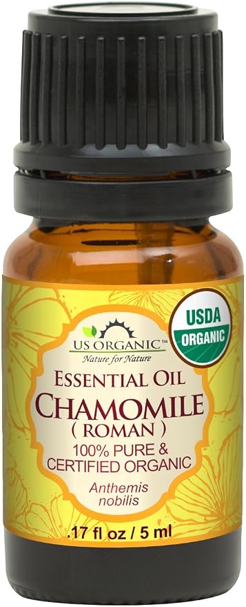 US Organic 100% Pure Chamomile (Roman) Essential Oil - USDA Certified Organic, Steam Distilled - W/Euro Dropper (More Size Variations Available) (5 ml / 1/6 fl oz)