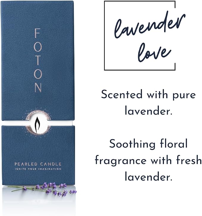 Foton Pearled Candle 18 Oz - Lavender Love Scented Non Toxic Luxury Long Lasting Powder Candles up to 120 Hours - Refillable Candle Sand with 30 Wicks for Candle Making