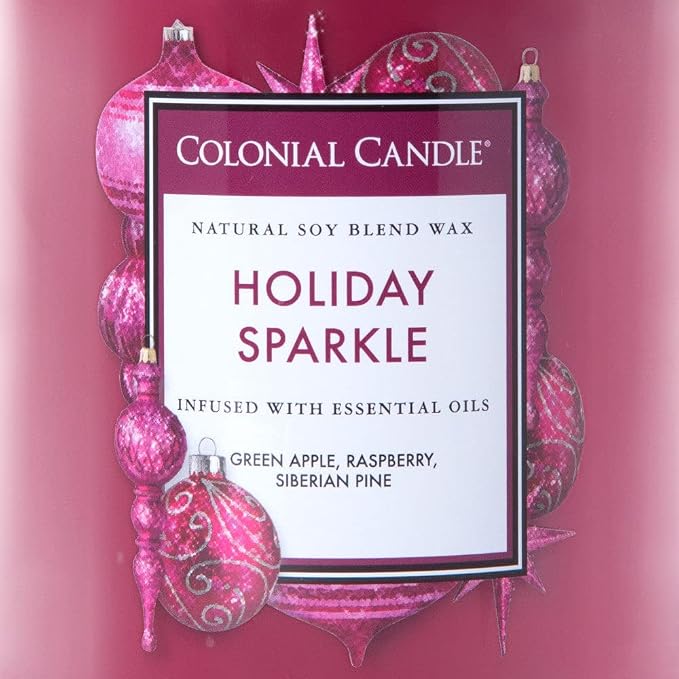 Colonial Candle Scented Jar Candle, Classic Cylinders, Holiday Sparkle, 2 Wick, 19 oz, Purple