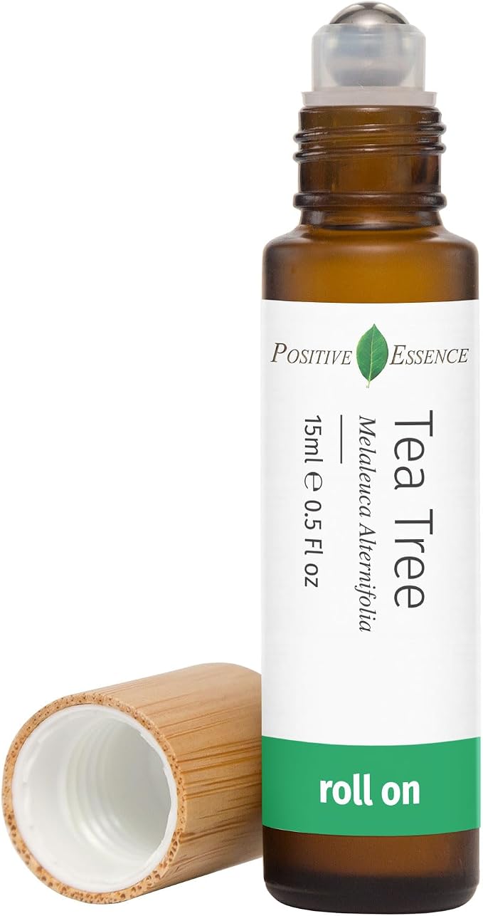 Tea Tree Oil Roll On, Essential Oil Roll-On with Jojoba Oil, Organic Tea Tree for Skin Application Roller, Leak-Proof Metal Rollerball (15 mL)