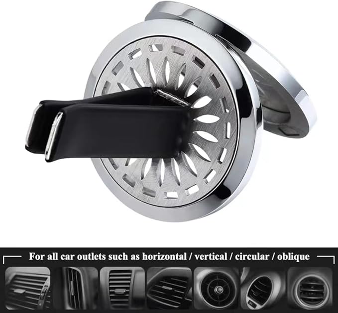 Car Aromatherapy Essential Oil Diffuser Stainless Steel Locket with Vent Clip