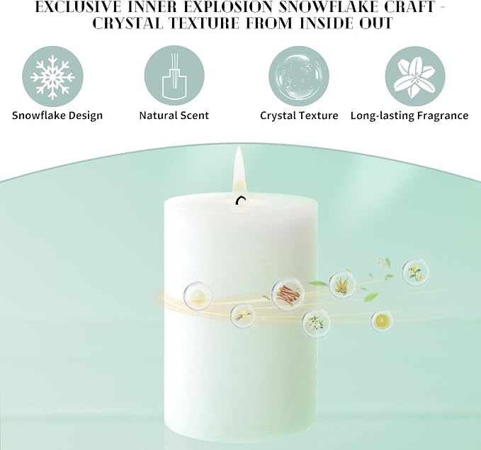 4 Pcs White Orange Vanilla Scented Pillar Candles, 60H Long-Lasting Burn,2.8x4in,Non-Toxic Smokeless,Warm Cozy Aromatherapy for Home Ambience/Relaxation,Ideal Gift for Birthday/Valentine's Day