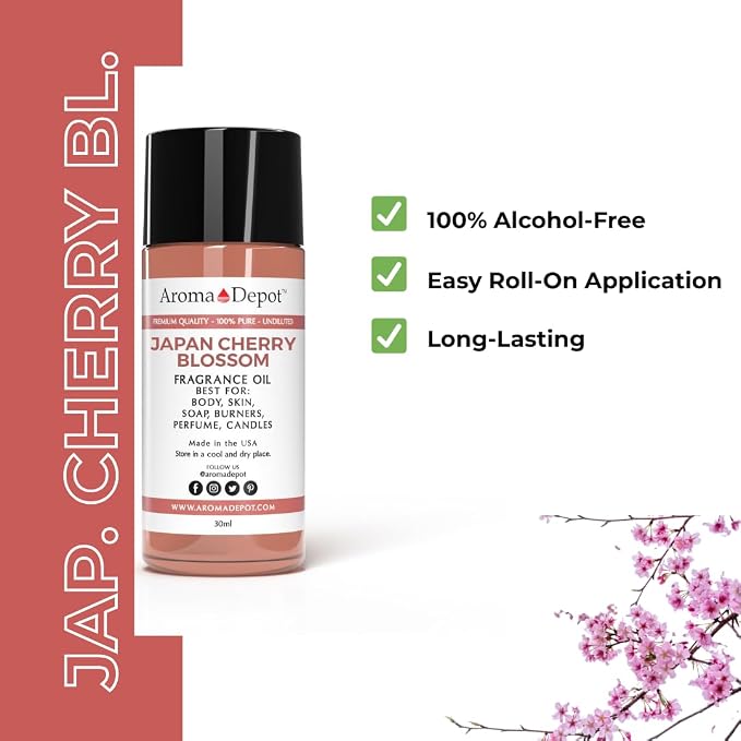 Aroma Depot 8 fl oz Japanese Cherry Blossom Fragrance Oil – Scent for Candle Making, Soap Making, Wax Melts, Diffusers, Body Oil Blends & Incense (240ml)