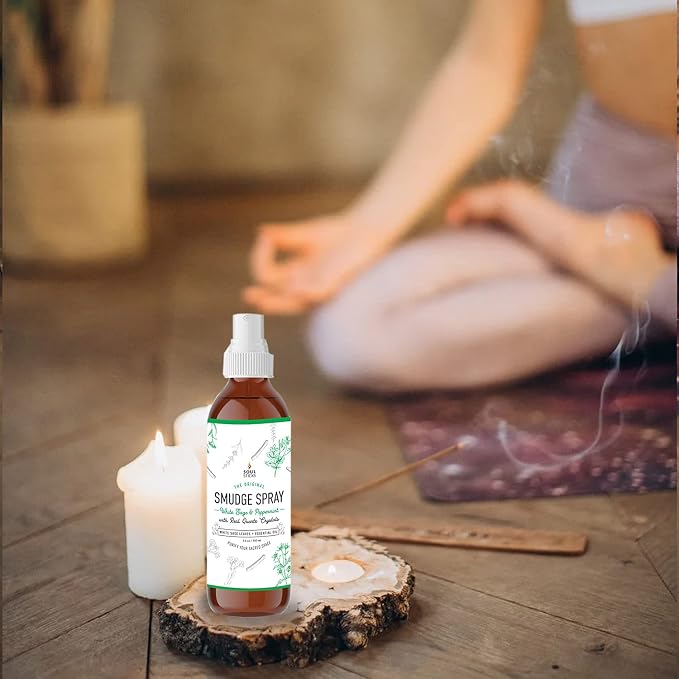 Soul Sticks Smudge Spray for Cleansing Negative Energy and Purifying Home | Made with White Sage and Quartz Crystals | 3.5 oz. Bottle (White Sage & Peppermint)