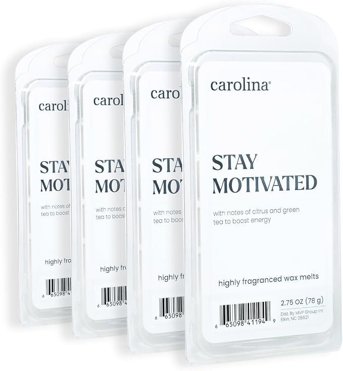 Carolina Stay Motivated Scented Wellness Wax Melts, Wax Melt Warmer Cubes, Long Lasting Scented Wax Warmer Cubes, 4 Pack, 6 Cubes Each - Made in The USA