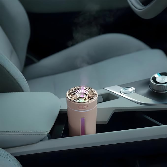 Car Diffuser Humidifier with Essential Oil Diffuser - Portable Silent USB Mini Air Humidifier with LED Light, Air Freshener Aromatherapy Mist Maker for Car Travel Office Home Bedroom (Black)